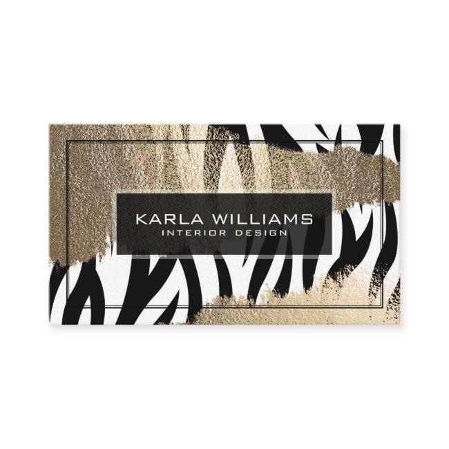 Tarnished Gold Glitter & Black & White Zebra
