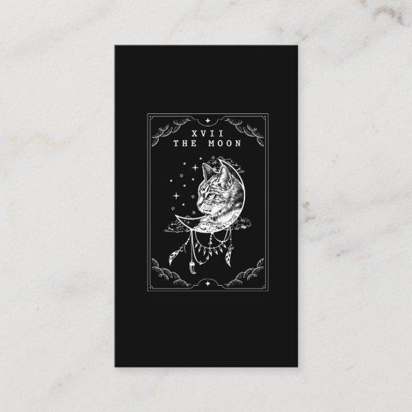 Tarot Card Moon and Cat Crescent Illustration