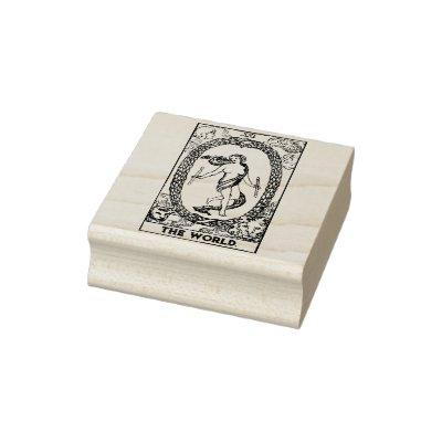 Tarot Card: The World: Personalized Text Rubber Stamp