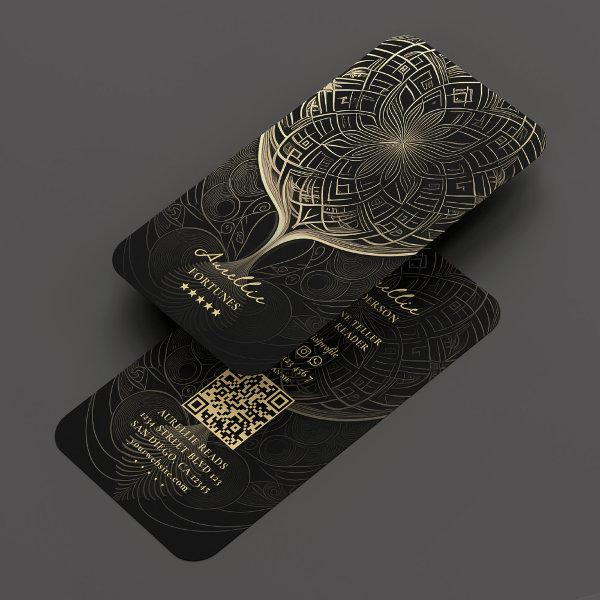 Tarot Reader Psychic Elegant Black Gold Mandala
