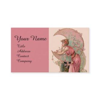 TAROTS / LADY OF THE MOON WITH FLOWERS IN PINK