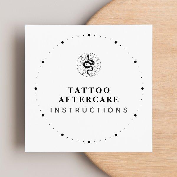 Tattoo Aftercare Instructions Black & White Text Square