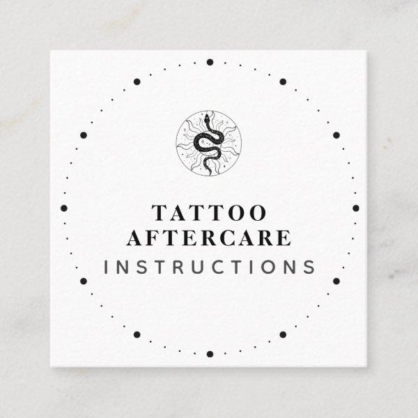Tattoo Aftercare Instructions Black & White Text Square