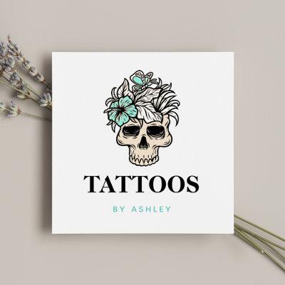Tattoo Art Artist Floral Skull Gothic Skeleton  Square