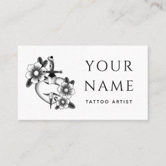 Tattoo Artist Salon Floral Sword Classic White