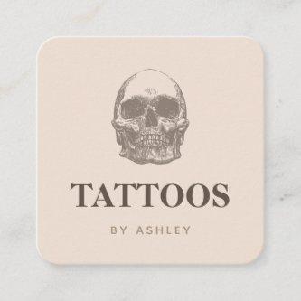 Tattoo Artist Social Media Skull Beige Modern Square