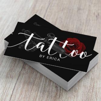 Tattoo Artist Tattoo Gun & Rose Typography