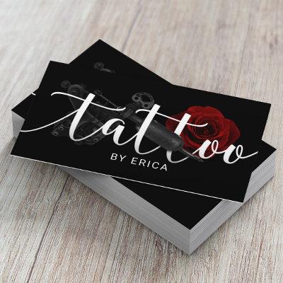Tattoo Artist Tattoo Gun & Rose Typography