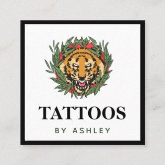 Tattoo Artist Wild Tiger Illustration Bold Trendy Square