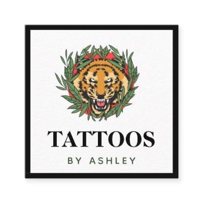 Tattoo Artist Wild Tiger Illustration Bold Trendy Square