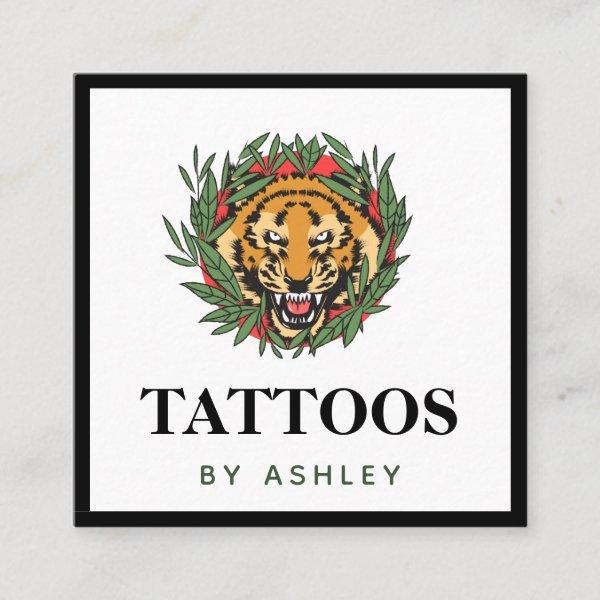 Tattoo Artist Wild Tiger Illustration Bold Trendy Square