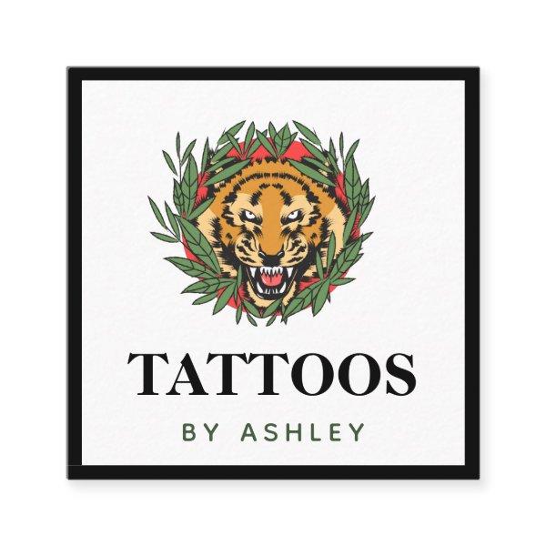 Tattoo Artist Wild Tiger Illustration Bold Trendy Square