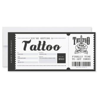 Tattoo Gift Card Ticket Voucher Certificate