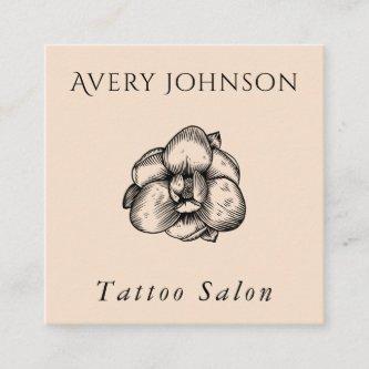 Tattoo Salon Elegant Drawn Flower & Social Media  Square
