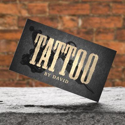 Tattoo Shop Tattoo Gun Vintage Gold Typography