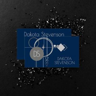 Tattoos Line Art | Abstract Navy Blue Gray Custom Calling Card