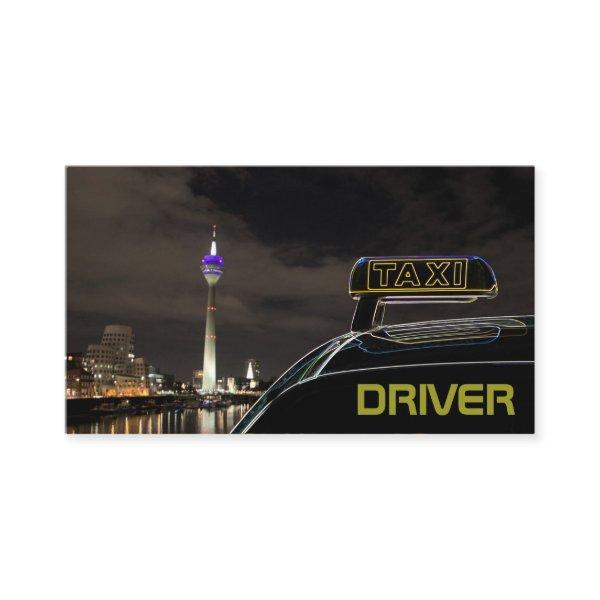 Taxi driver cabdriver city street lights at night