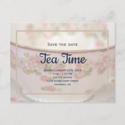 Tea Party Save The Date Announcement Postcard