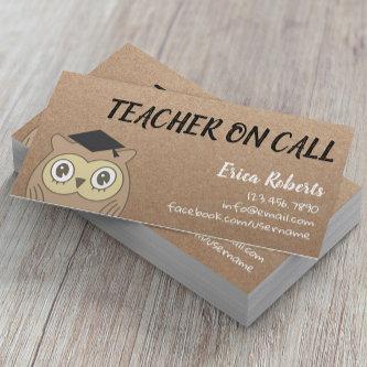 Teacher on Call Cute OWL Rustic Kraft