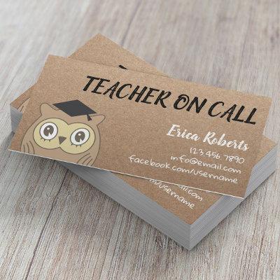 Teacher on Call Cute OWL Rustic Kraft