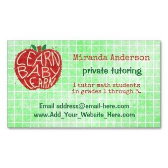 Teacher Private Tutor Learn Baby Apple and Grid  Magnet