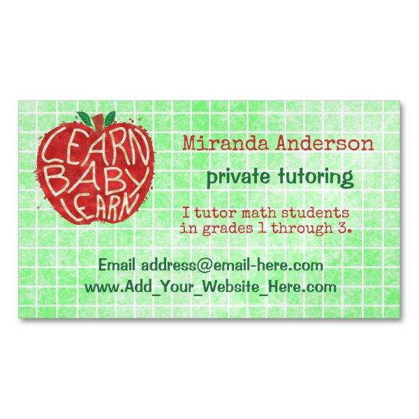 Teacher Private Tutor Learn Baby Apple and Grid  Magnet
