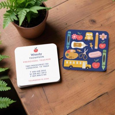 Teacher & Tutor School Supplies Icon Illustrations Square