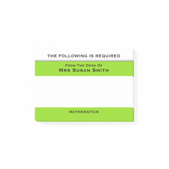Teachers class notes Green | Personalize
