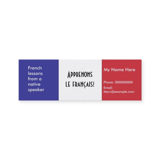 Teaching French Language -- Advertising Cards