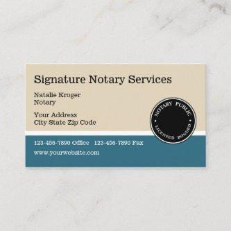 Teal And Beige Notary Public And Emblem