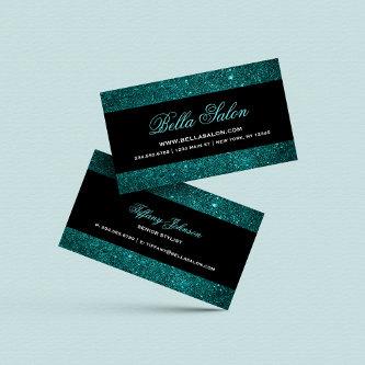 Teal and Black Glam Faux Glitter