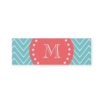 Teal and Coral Chevron with Custom Monogram Mini