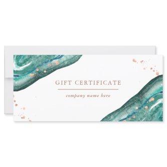 Teal and Faux Rose Gold Geode | Gift Certificate