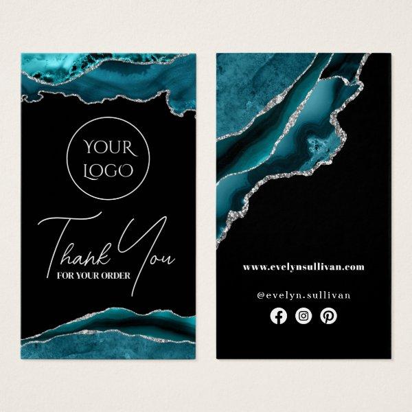 Teal and silver agate package insert
