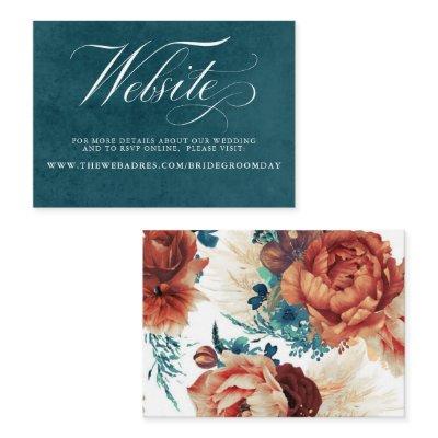 Teal and Terracotta Floral Wedding Website