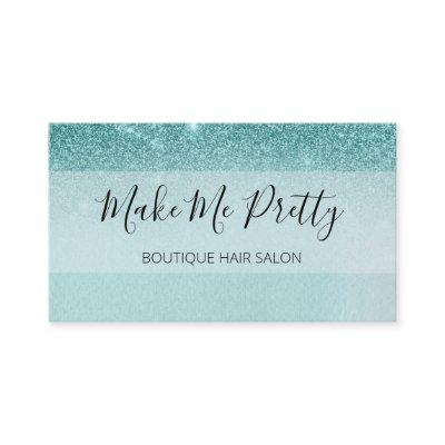 Teal Aqua Blue Glitter Ombre Glam Girly Salon