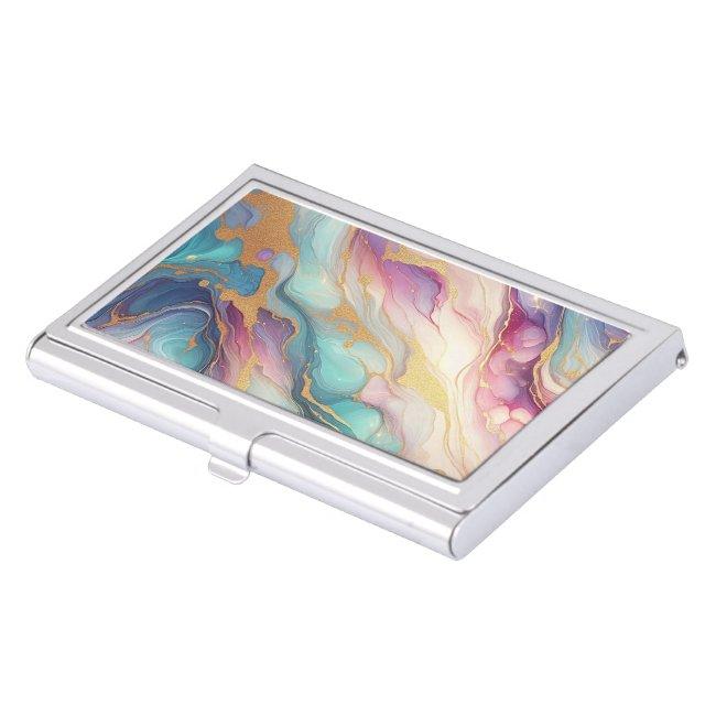 Teal Aqua Blue Purple Pink Gold Marble Art Pattern Case