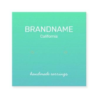 Teal Aqua Rainbow Color Gradient Earrings Display Square