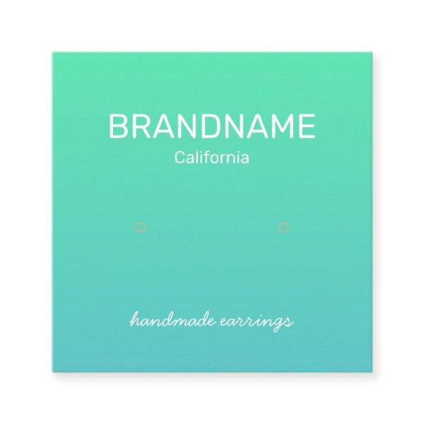 Teal Aqua Rainbow Color Gradient Earrings Display Square