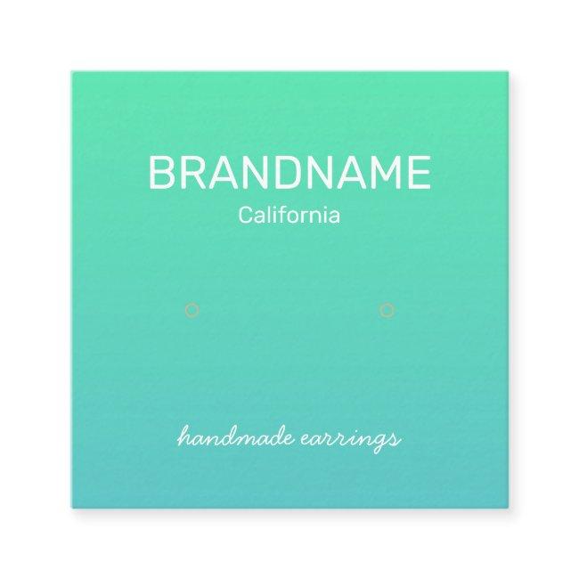 Teal Aqua Rainbow Color Gradient Earrings Display Square