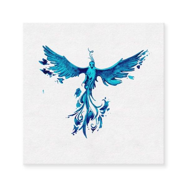 *~*  TEAL BLUE Feathers Phoenix Rising Ashes Square