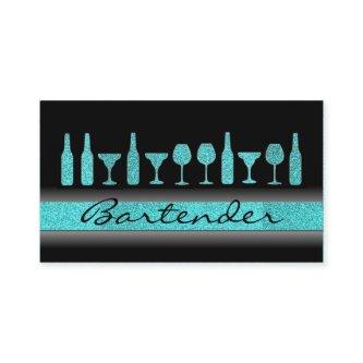 Teal blue glitter bartender drinks