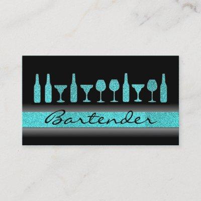 Teal blue glitter bartender drinks