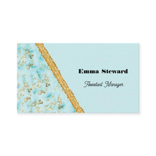 Teal Blue Marble Glam Gold & Glitter