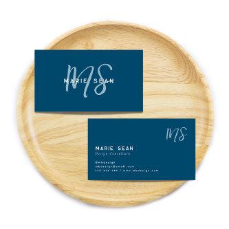 Teal Blue Minimalist Simple Two Monogram