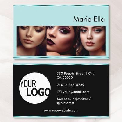 Teal Blue Product Labels with Logo Photos Glam