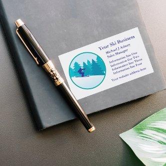 Teal Blue Snow Ski Circle Logo Business Template