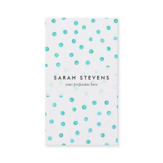 Teal Blue White Confetti Dots Pattern