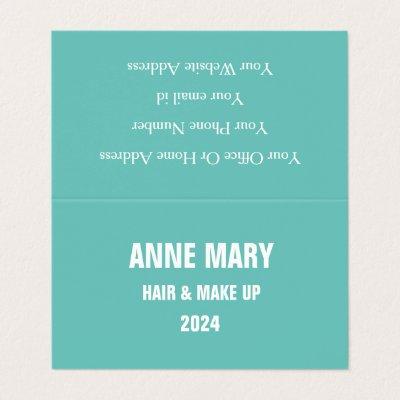 Teal Blue White Hair Salon Makeup Modern 2024