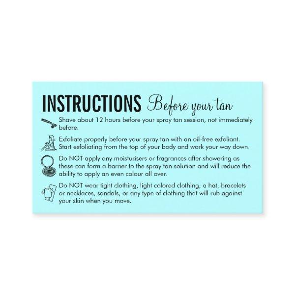 Teal Care Instructions Before After Spray Tanning